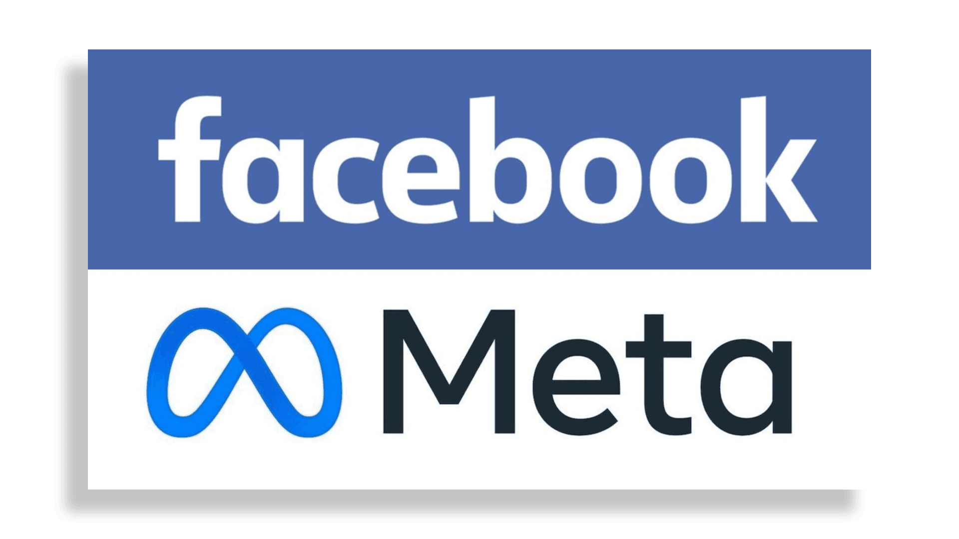 Logo showing Facebook text above Meta text and an infinity symbol, representing the company's rebranding.